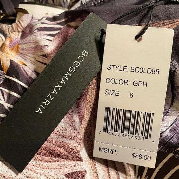 NWT BCBGMAXAZRIA High Neck Ruffle Halter Bra Bikini Swimsuit Top Floral print - Picture 4 of 5